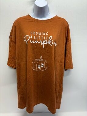 Maternity 'Growing a Little Pumpkin' Orange brown Graphic Tee Maternity top new